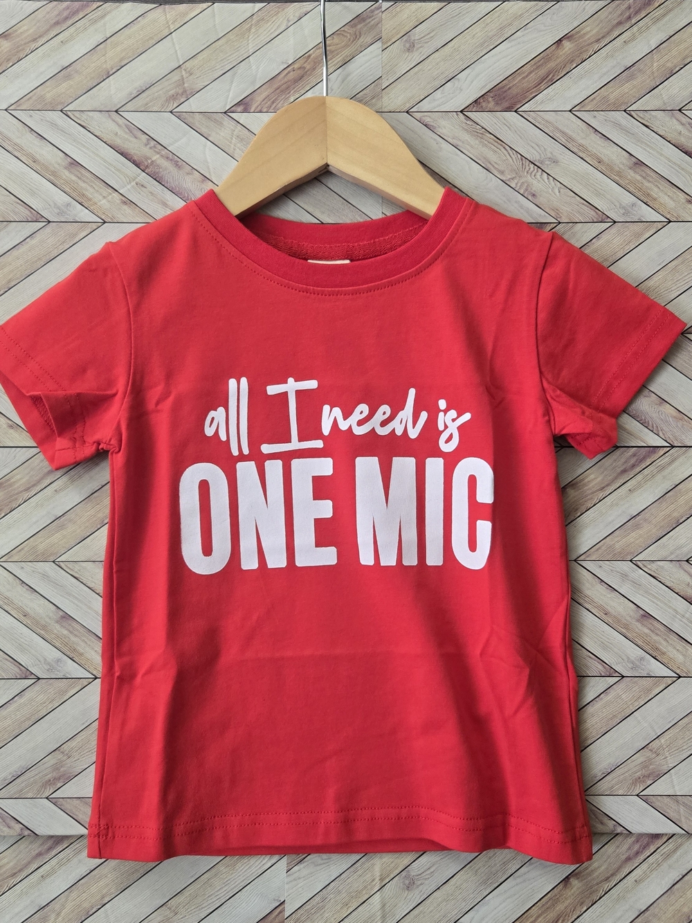 Hip Hop Kids Graphic Tee Red All I Need Is One Mic Toddler Rap T-Shirt Unisex 4T